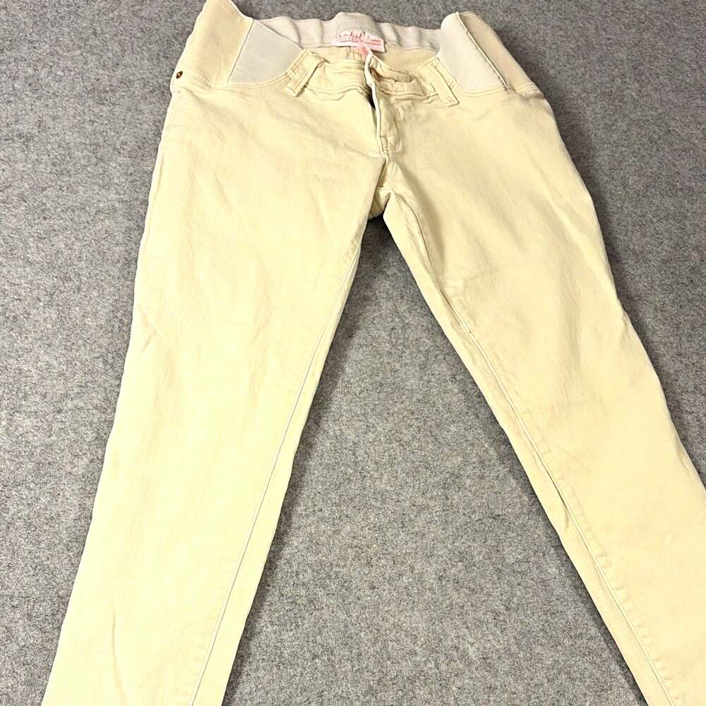 Isabel Maternity by Ingrid & Isabel Skinny Entubado Beige Flat Front Pants 4